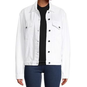 RtA Erika white denim front button jacket